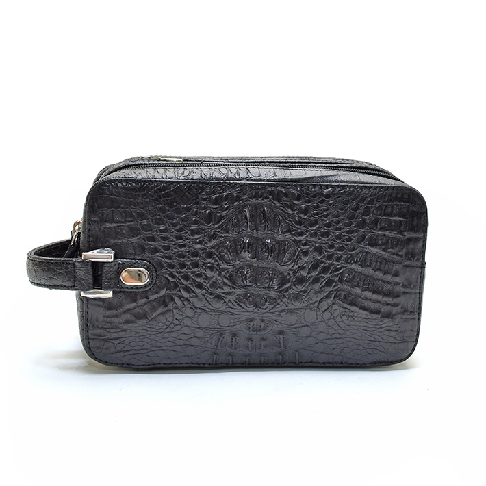 カイマン ＆ 牛革 セカンドバッグ メンズ 本革 ダブルファスナー