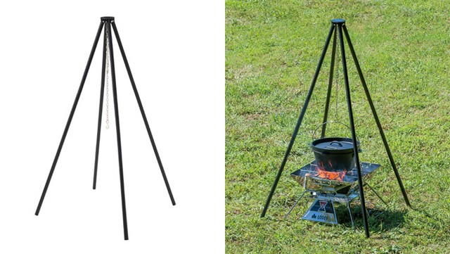 ロゴス アイアンクワトロポッド キャンプ料理でダッチオーブン料理を