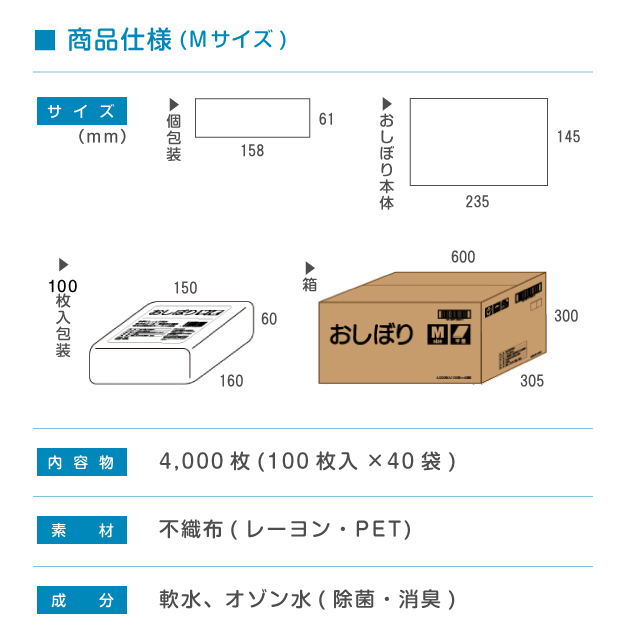 平型 紙おしぼり テフキーO3 Mサイズ 4400枚／100枚入×44パック