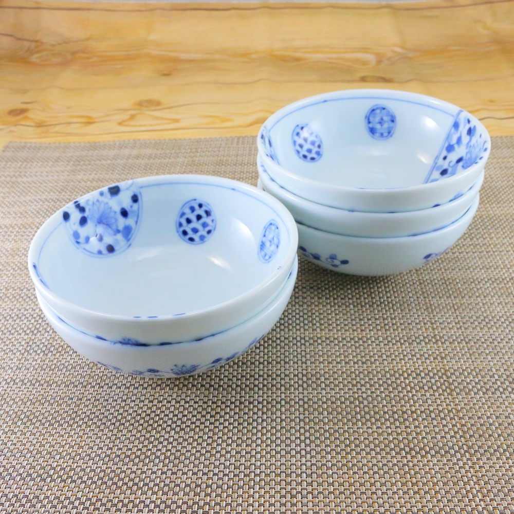 小鉢 美濃焼 丸鉢 花伊万里UK4寸鉢 （5枚セット） 取皿 ボウル｜和