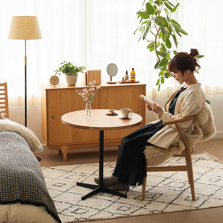 カフェテーブル WIRY／NA アイアン 円形 70 ナチュラル ヴィンテージ 1