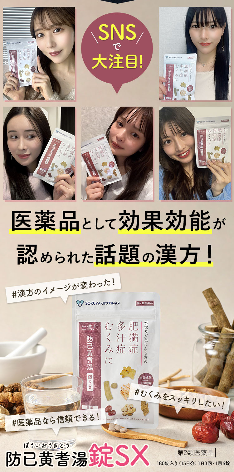 公式／第2類医薬品 生漢煎 防已黄耆湯 錠SX 180錠入（15日分×6袋）※約3