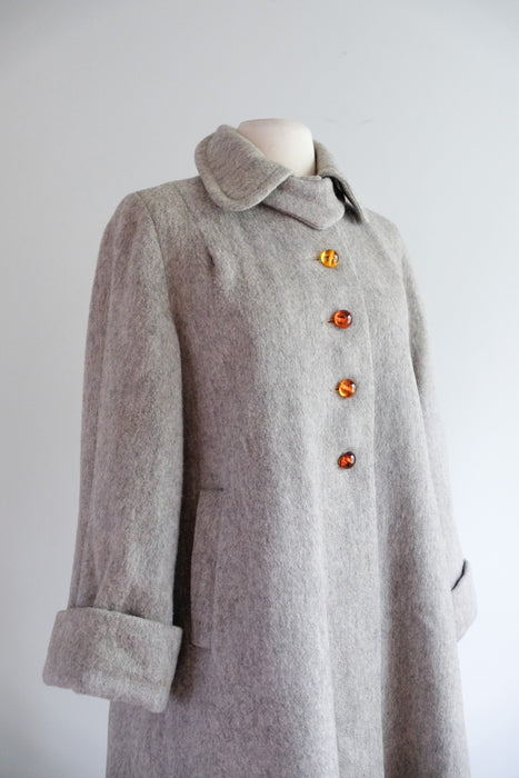 Elegant 1950's Grey Wool Swing Coat / Sz M – Xtabay Vintage