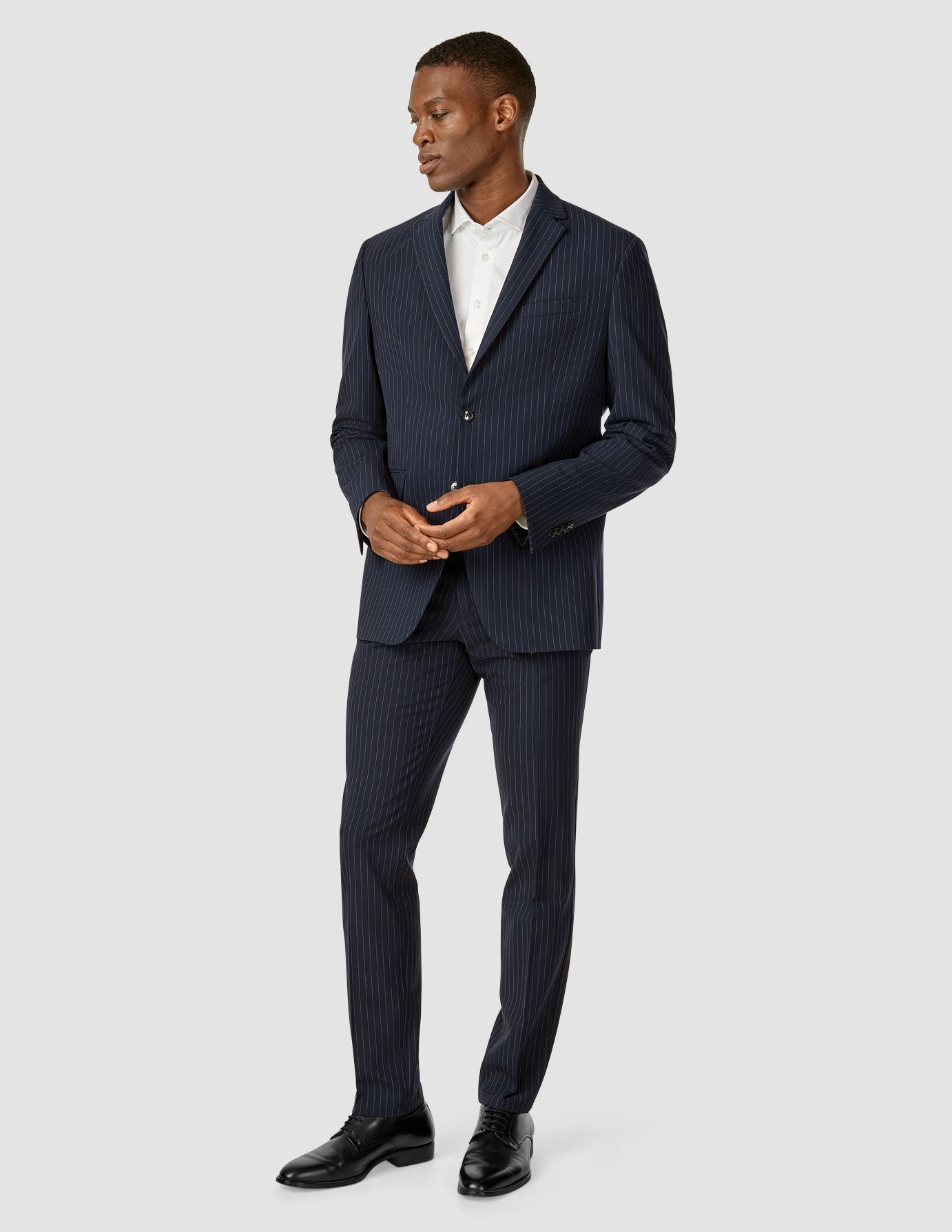 Essential Suit Pants Regular Navy Pinstripe | SHAPING NEW TOMORROW