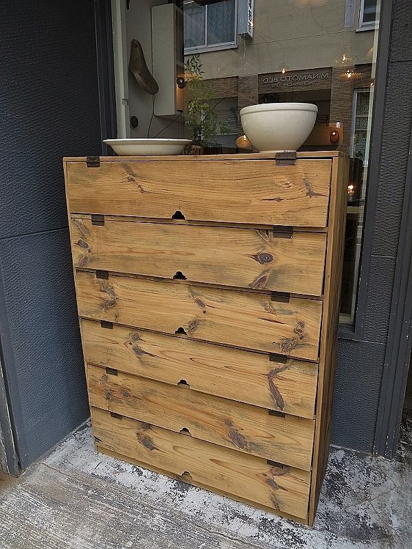 木味の良いパタパタ扉の6段収納棚 - 古道具＋original‐紫山‐ shizan