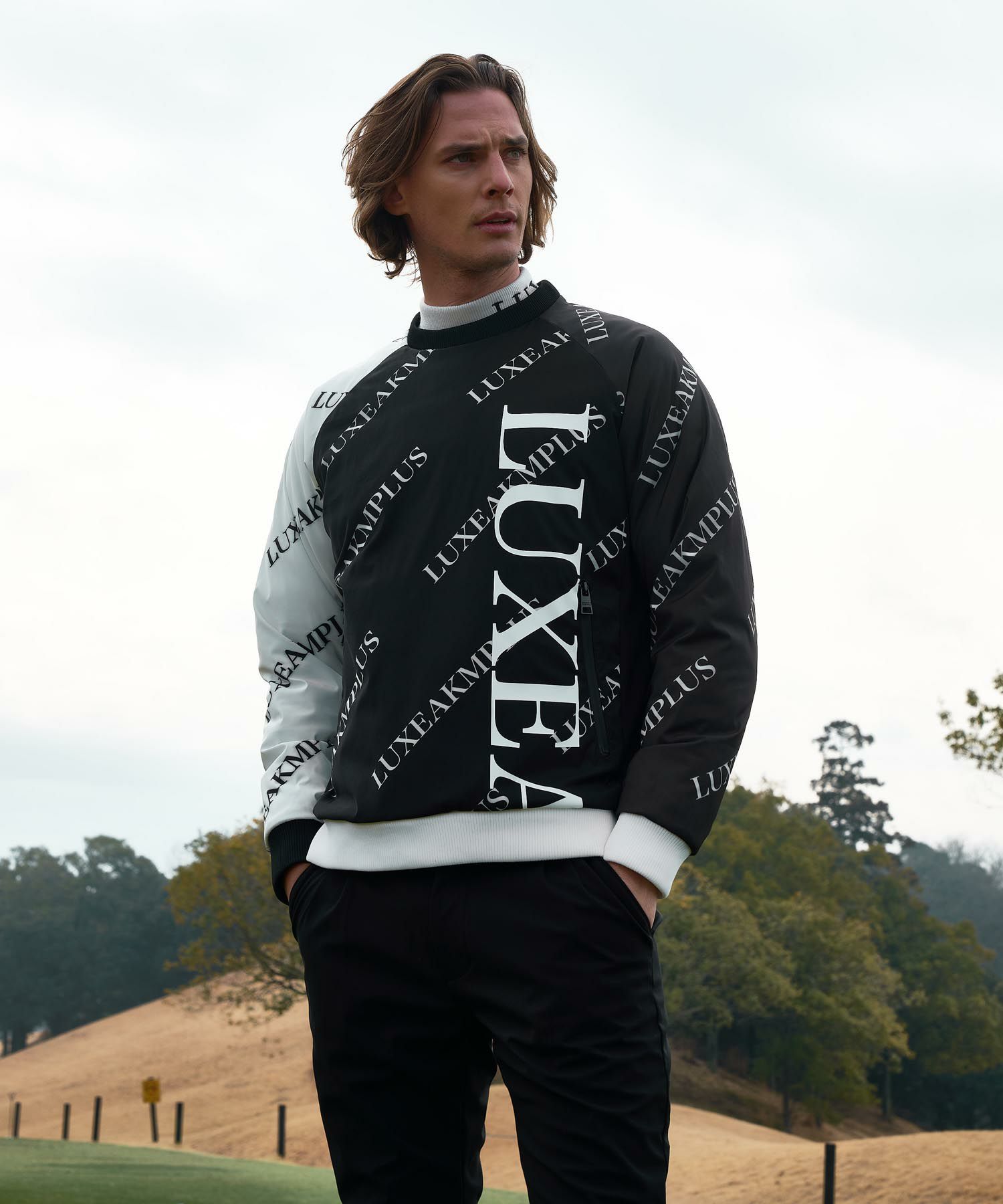 LUXEAKMPLUS(リュクスエイケイエムプラス)ゴルフ バイカラー総柄中綿