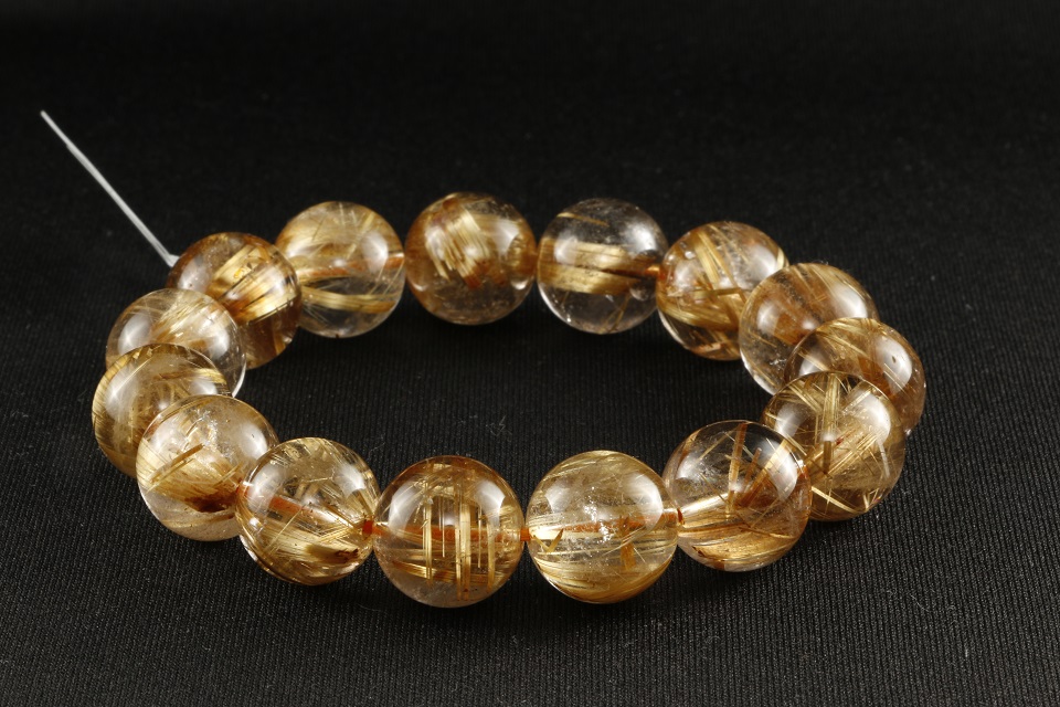 ゴールド ルチルクォーツ ブレスレット No.1 – 幸福、財運、自信、健康