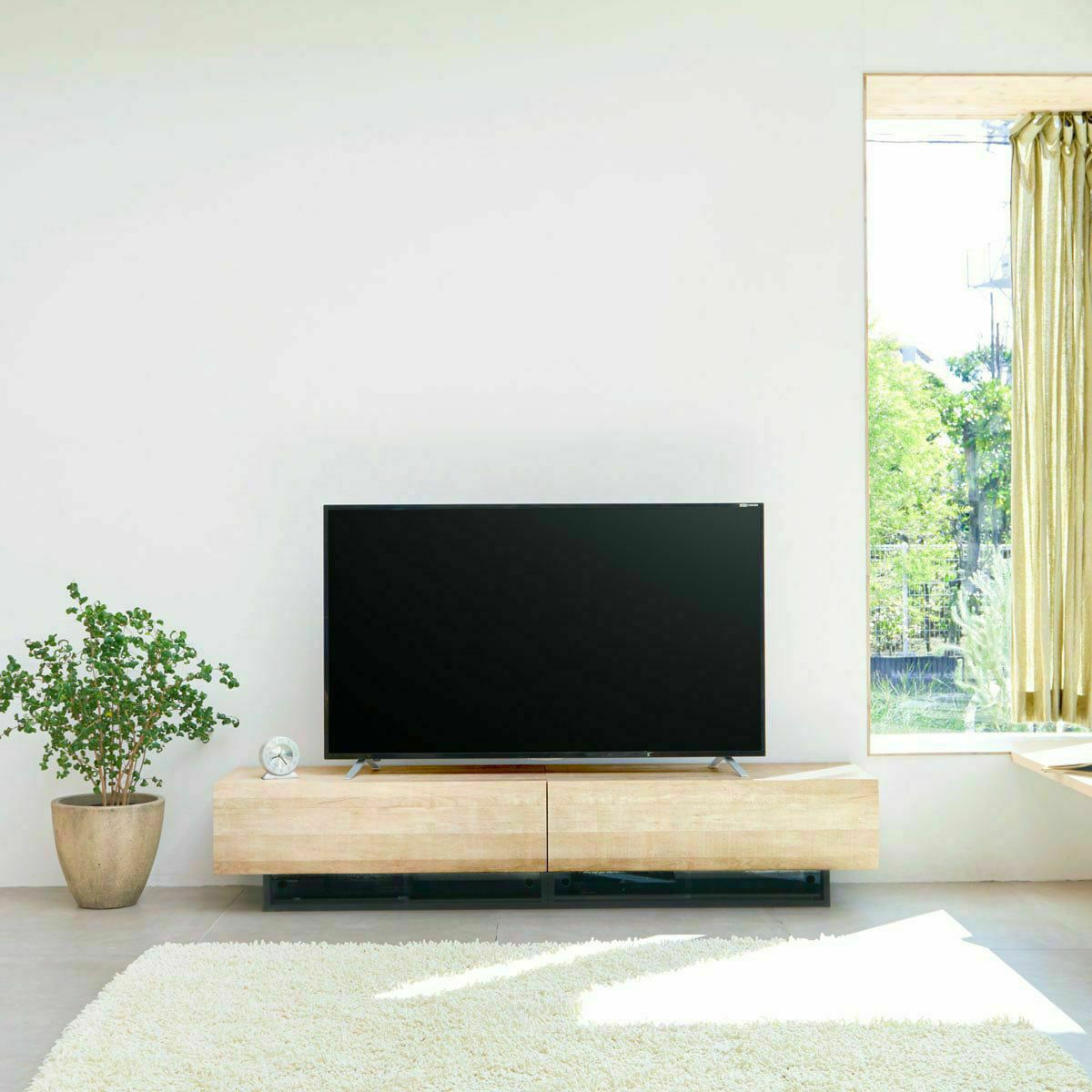 テレビ台 幅180cm 高さ36cm ナチュラルブラウン 75V型対応 木質感の