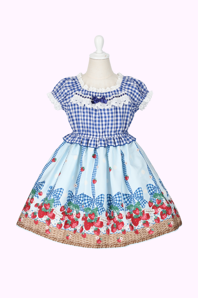 いちごバスケットプリントギンガムワンピース(Toddler) – Shirley