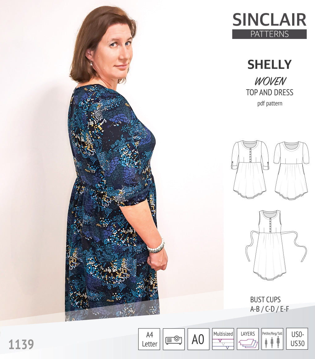 Shelly woven dress with a placket PDF) – Sinclair Patterns