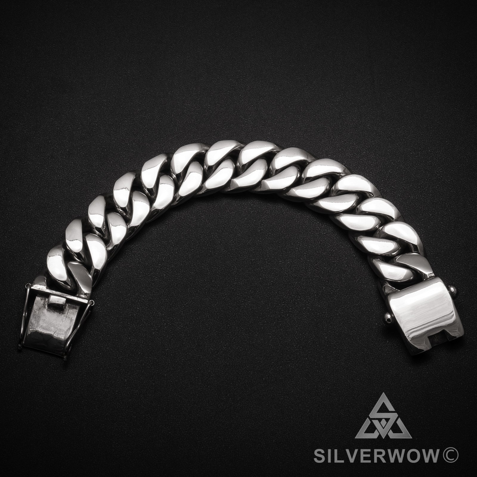 20mm Heavy Curb Silver Bracelet – SilverWow™