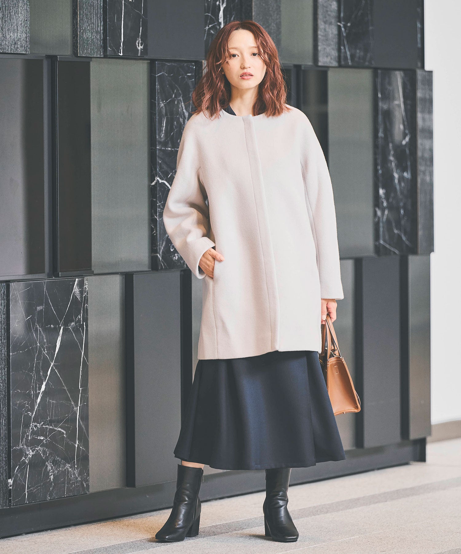 PECOLAMB】 ウールメルトンノーカラーコート – Sirin Online Store