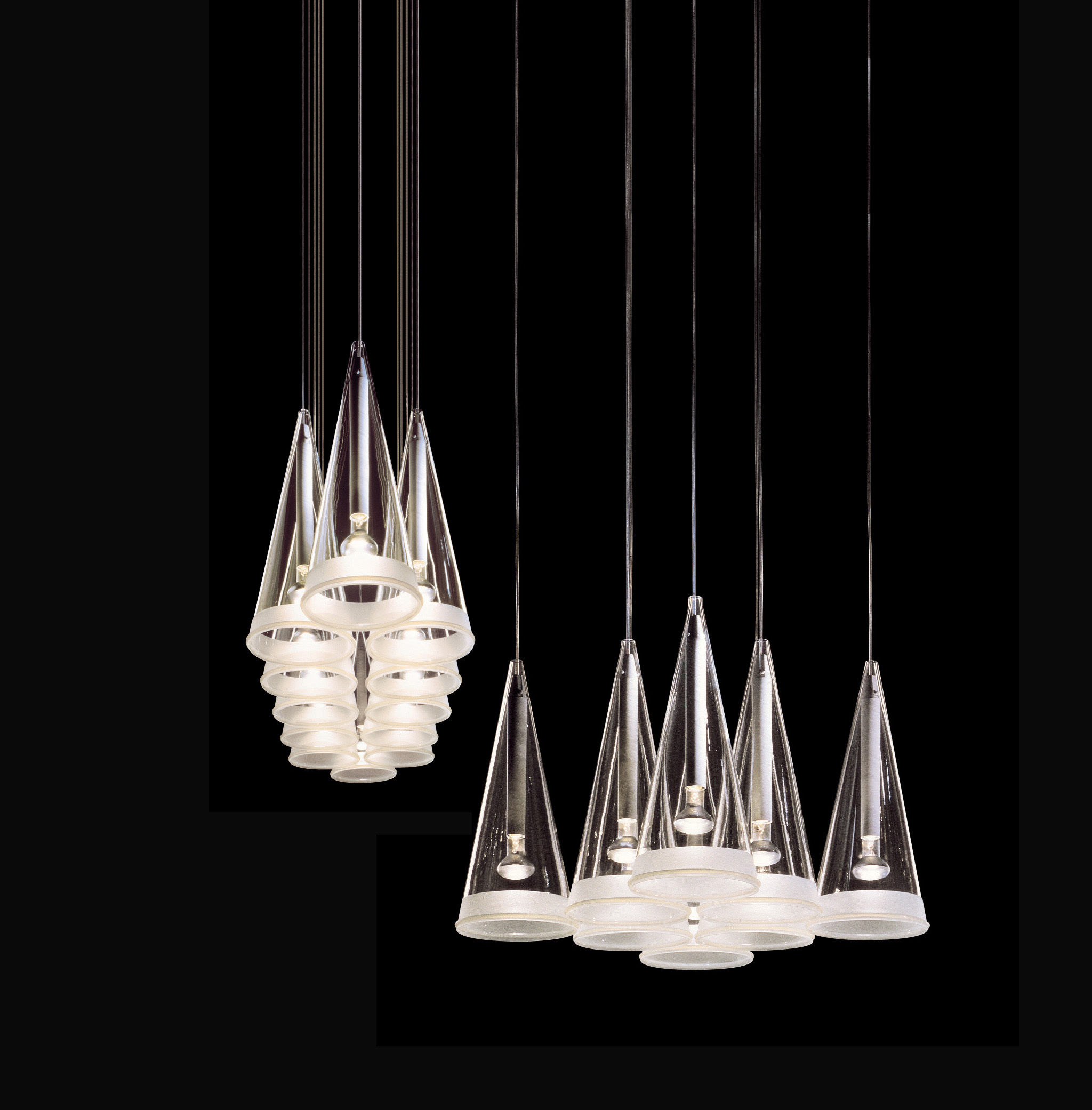 Transparent Fuchsia 3 Suspension Lamp design Achille Castiglioni
