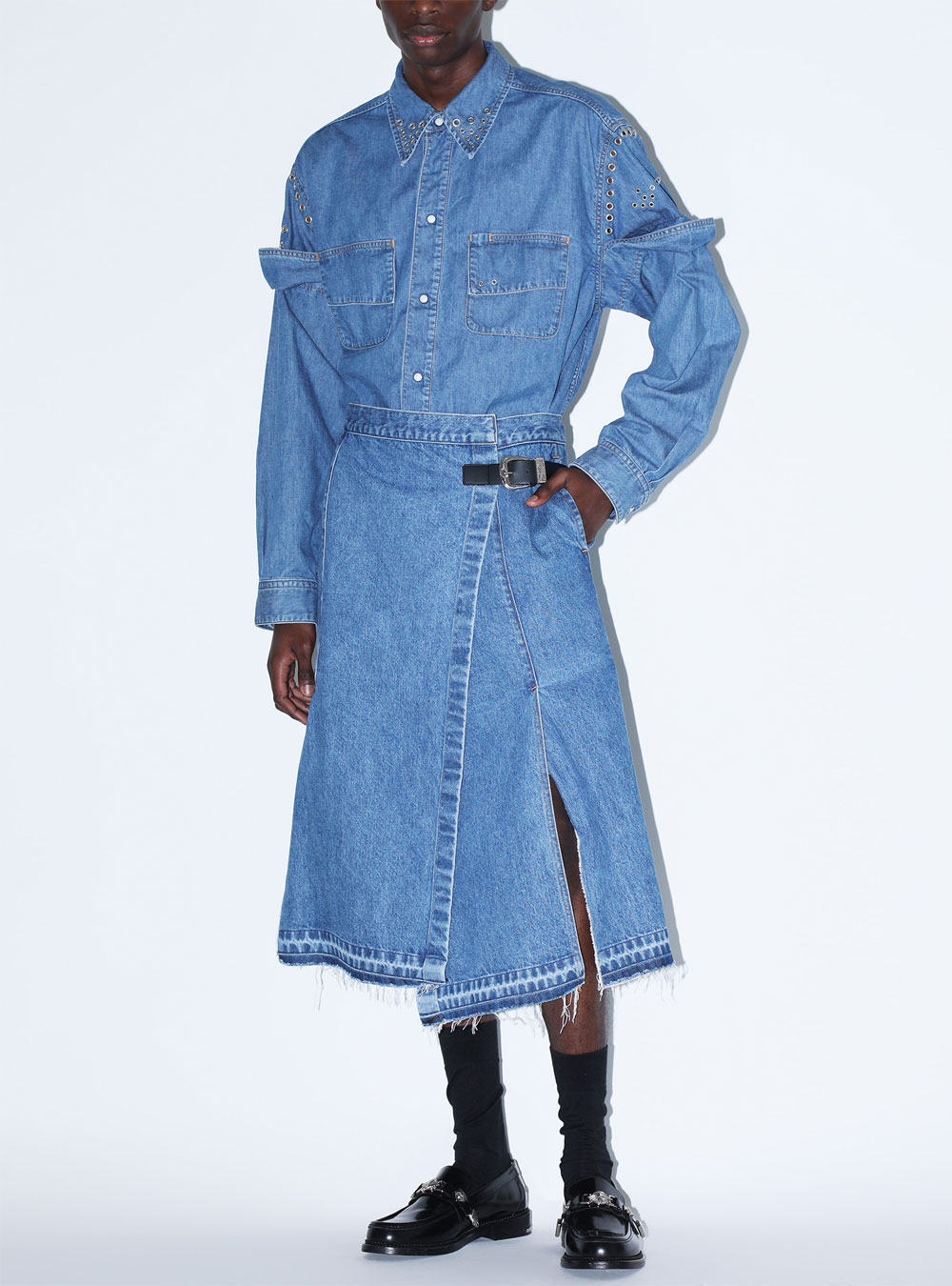 Metal Leather Narrow Belt Off White - By TOGA ARCHIVES societyA