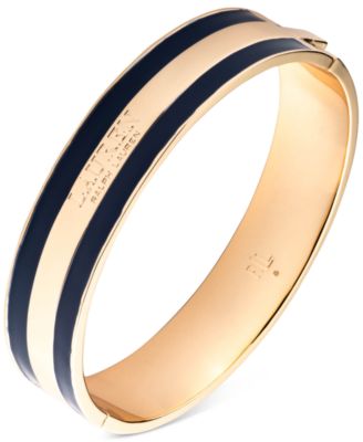 Lauren Ralph Lauren Gold-Tone Blue Enamel Striped Hinged Bangle