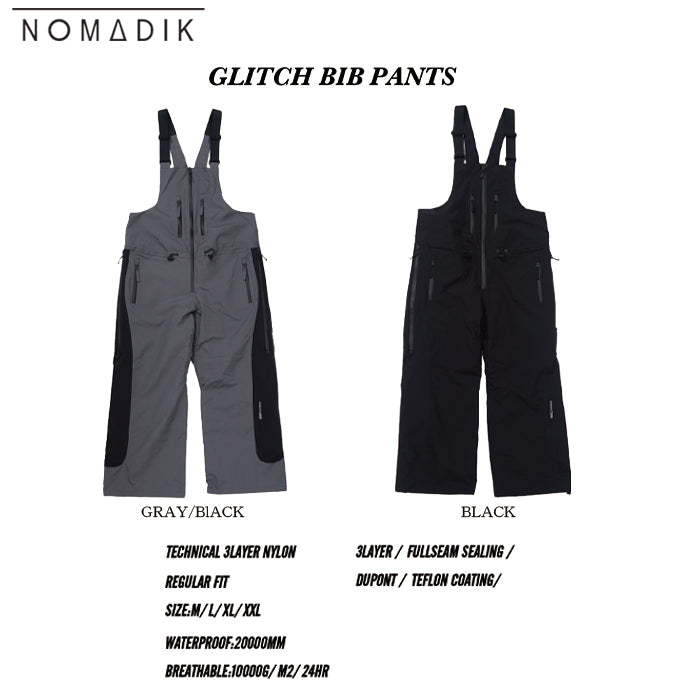 スノーボード ウェア ノマディック NOMADIK GLITCH BIB PNT BLACK 送料