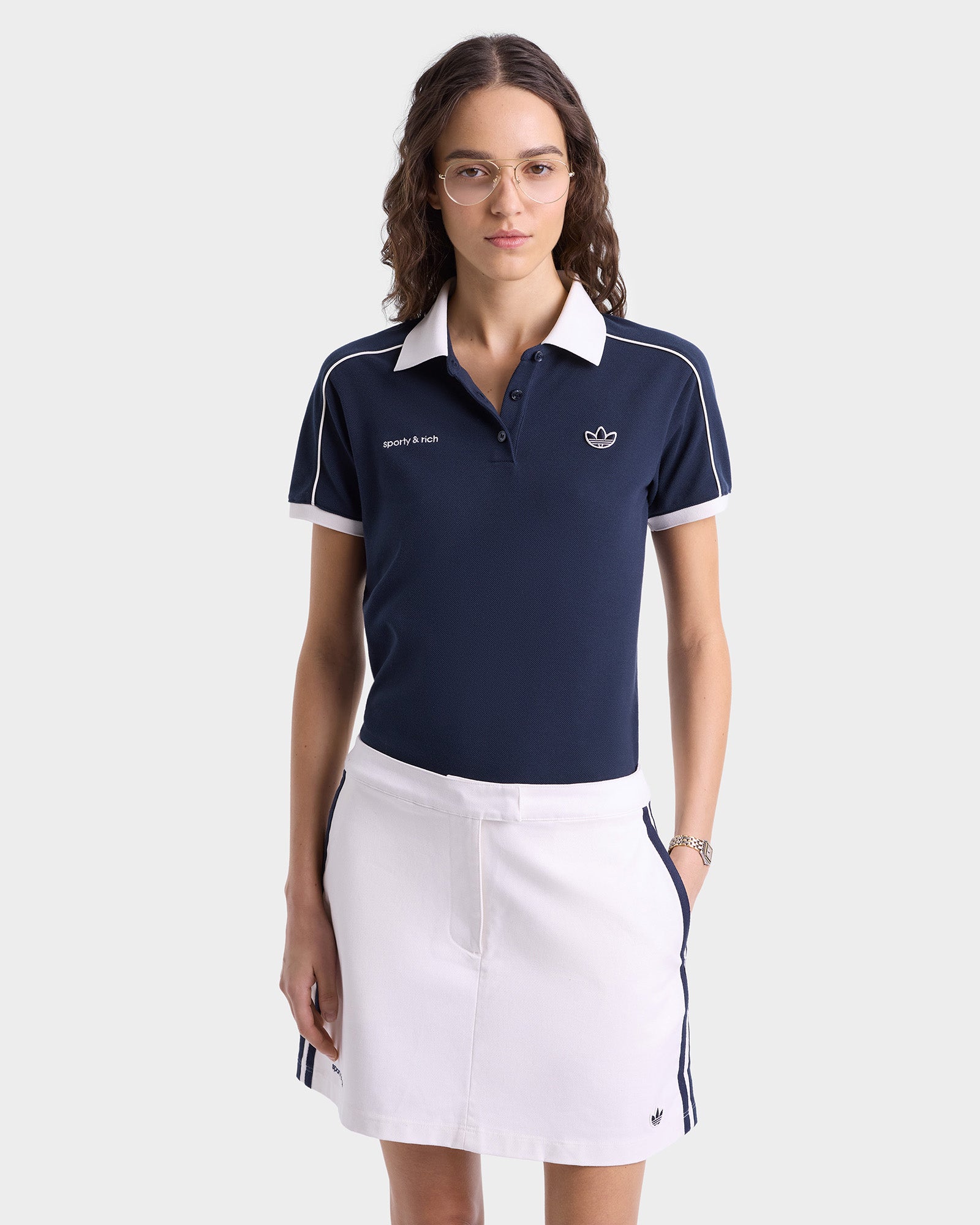 Adidas Pique Polo - Navy/White – Sporty & Rich