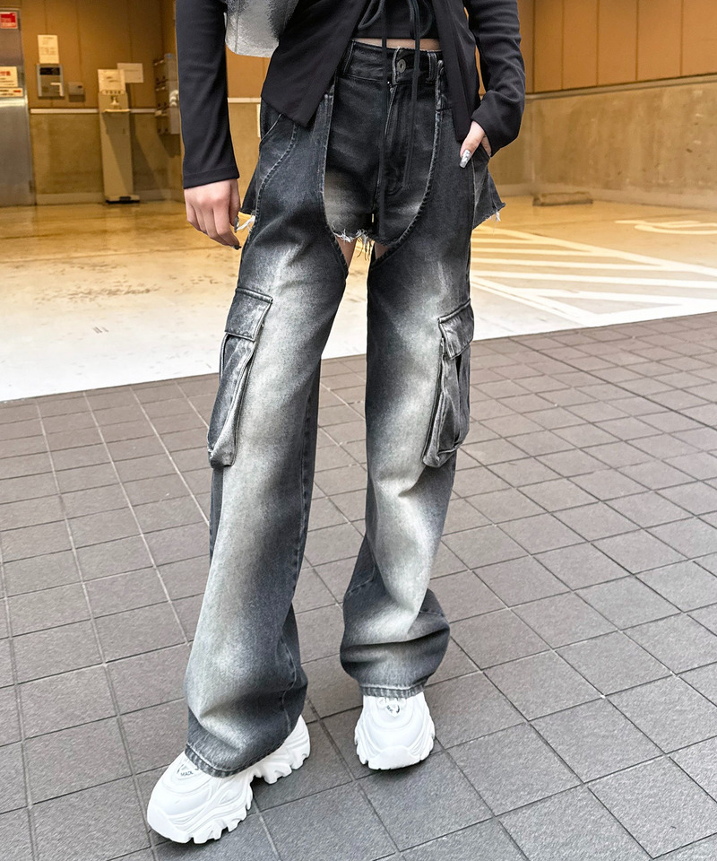 2WAYカーゴオーバーダイデニム｜SPIRALGIRL スパイラルガール 商品詳細