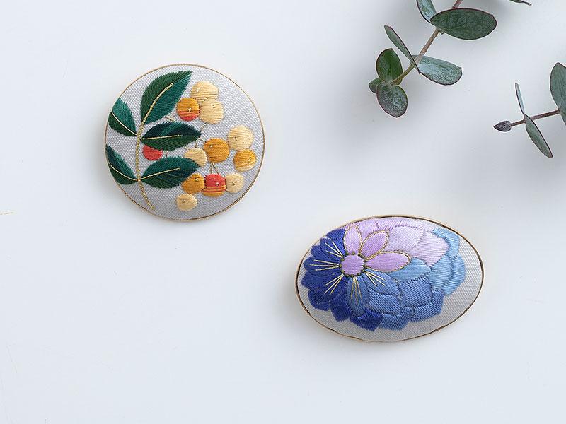 キット「日本刺繍 帯留めブローチ」 - 記事 | 日本ヴォーグ社
