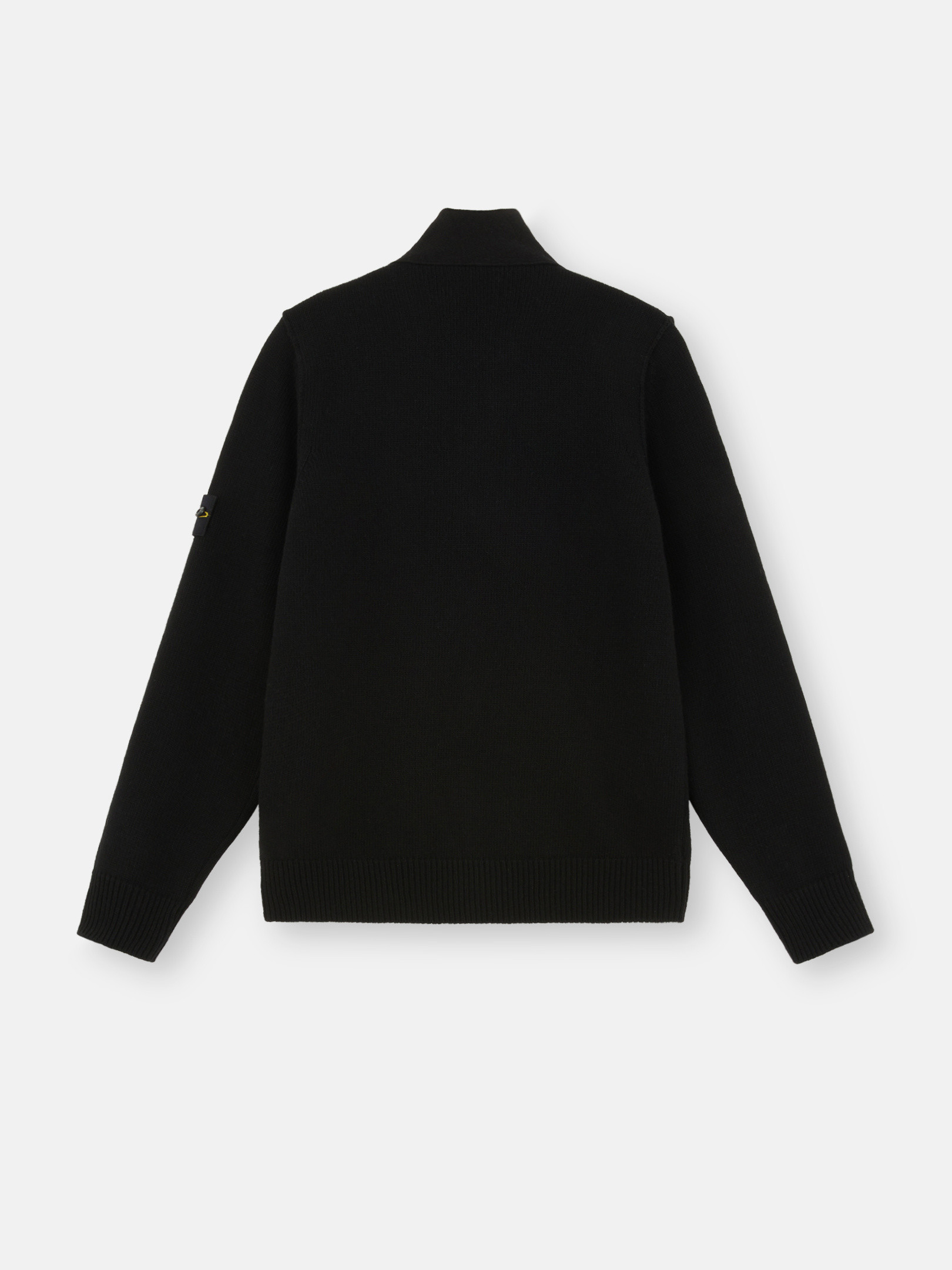 Black Button-up sweater with felt trims 5100047 LAMBSWOOL | Stone