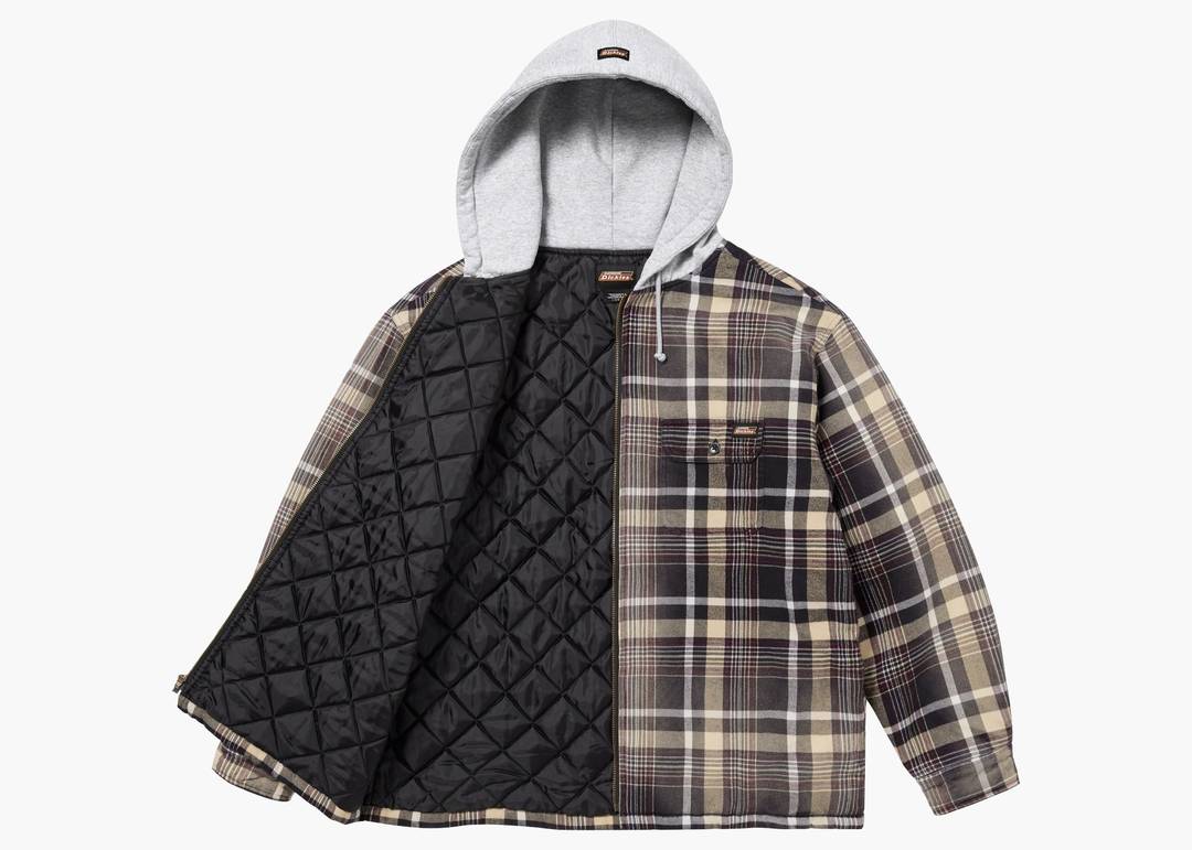 Supreme Dickies Plaid Hooded Zip Up Shirt Black | Hype Clothinga