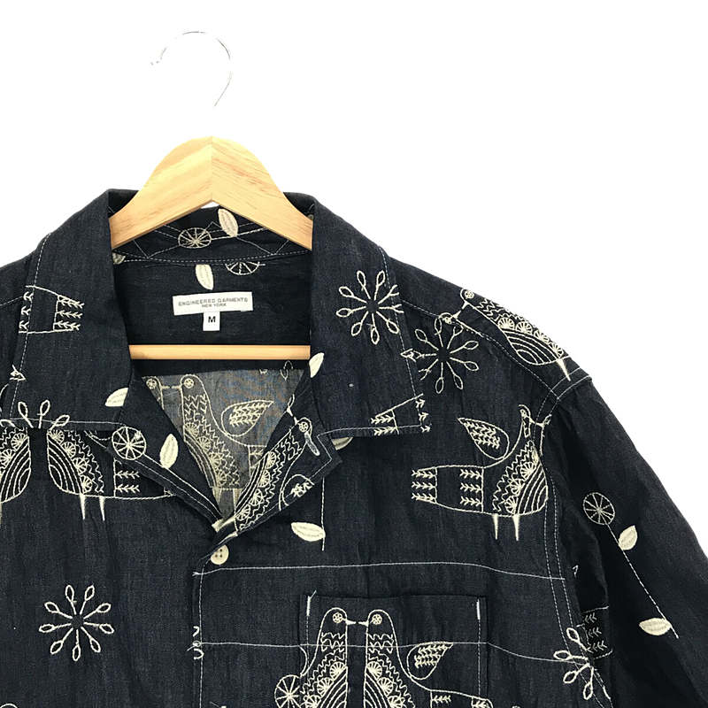 Camp Shirt -Bird Embroidery Denim バード 刺繍 デニム キャンプ