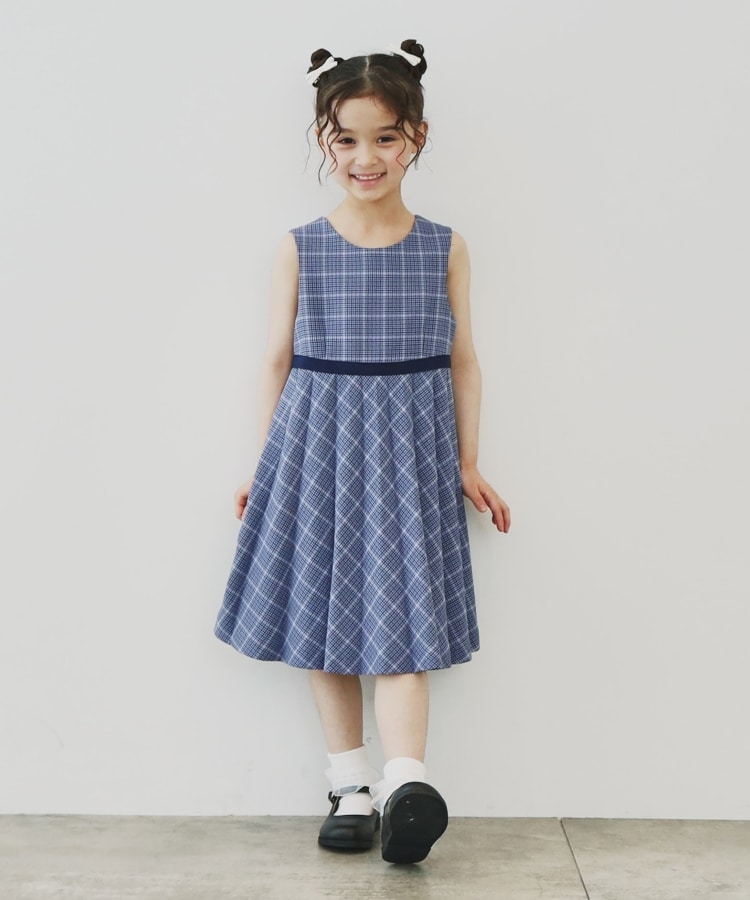 120－130】チェックワンピース＆ジャケットセット（ミドルワンピース