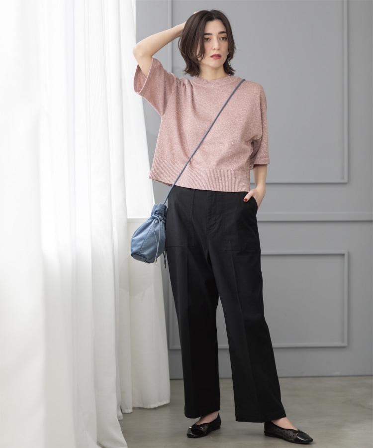 S-LLサイズ》ストレッチベイカーワイドパンツ【洗濯機洗い可】（6～9分