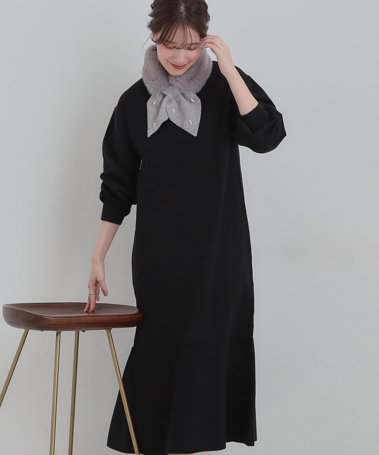 洗濯機可/S-LL】スタイルがすっきりに見える 裾マーメイドニット