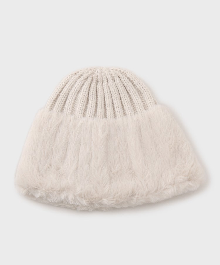 フェイクファー付きニットワッチ（ニット帽） | OPAQUE.CLIP（オペーク