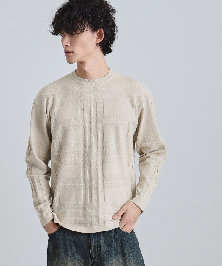 新品□タケオキクチ/ケーブルニットベスト/灰/3【L】 ケーブルニット