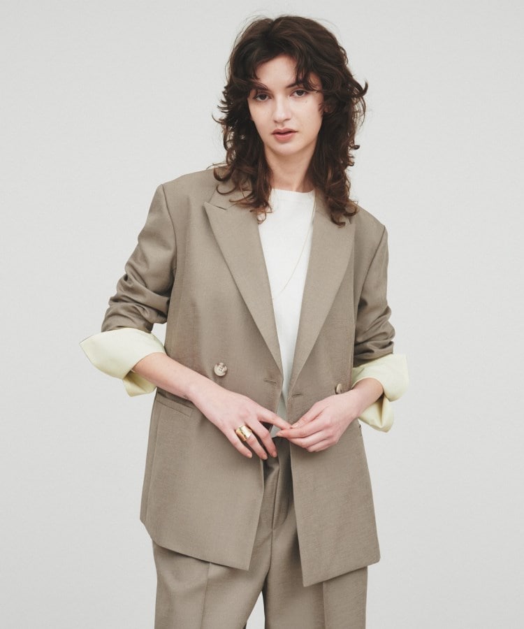 セットアップ／手洗い可】ポイントカラーテーラードジャケット