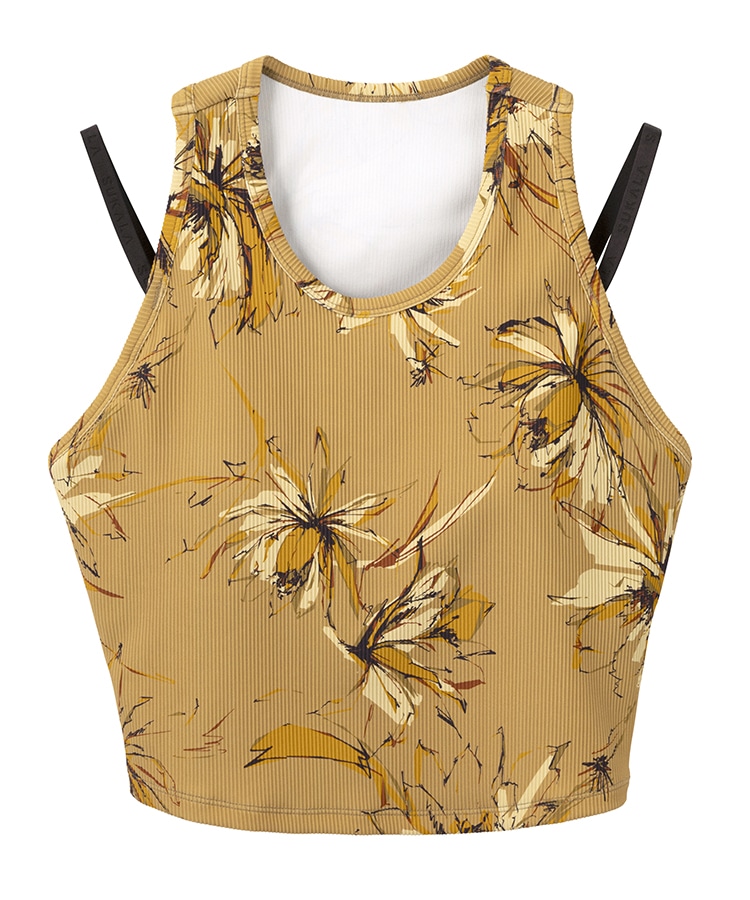 SUKALA】リブBigフラワープリントショートタンクトップ(S・Mサイズ