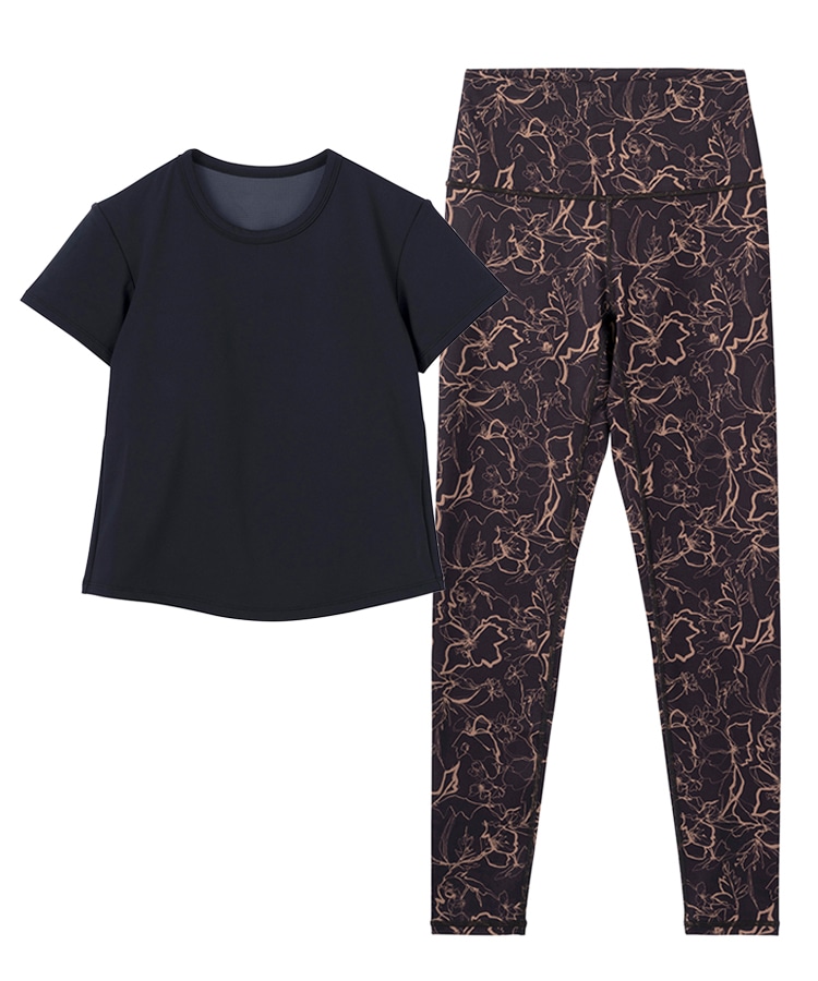 SUKALA】カップ付きTee＆レギンスセットアップ(XS・Sサイズ ブラウン