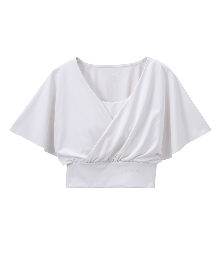 SUKALA】 ブラトップ付きバルーンカシュクールトップス ホワイト L