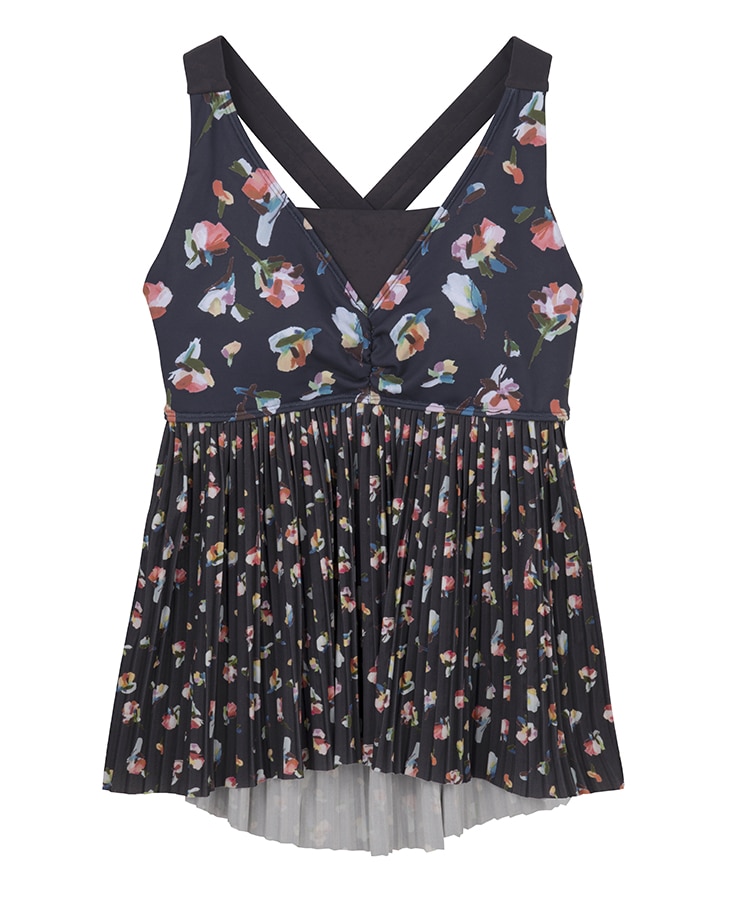 SUKALA】ローズプリントプリーツタンクトップ(XS・S・M・L・LLサイズ