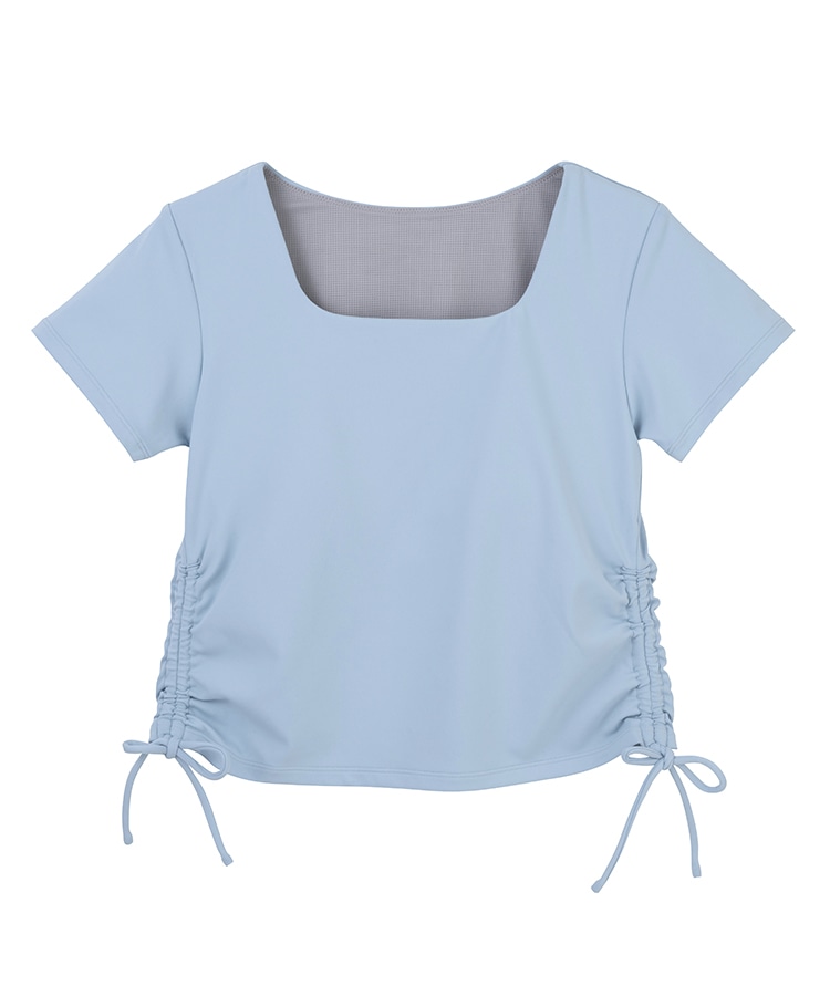 SUKALA】カップ付きルーシュドサイドTee(S・M・Lサイズ サックス