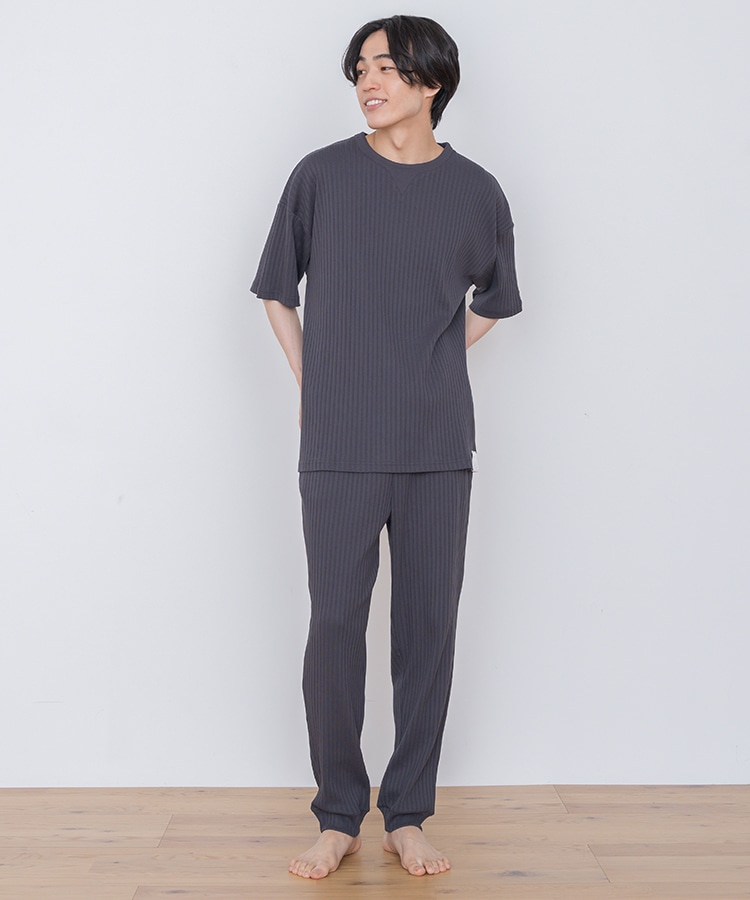 SUKALA HOME】リラックスリブジョガーパンツ(Lサイズ ブルーグリーン