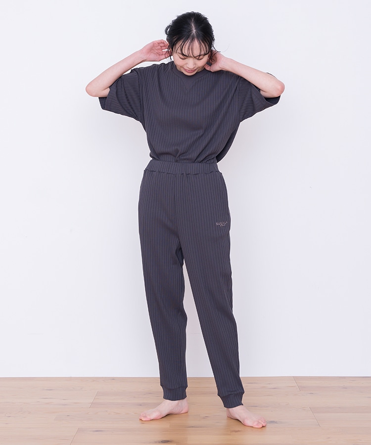 SUKALA HOME】リラックスリブジョガーパンツ(Lサイズ ブルーグリーン