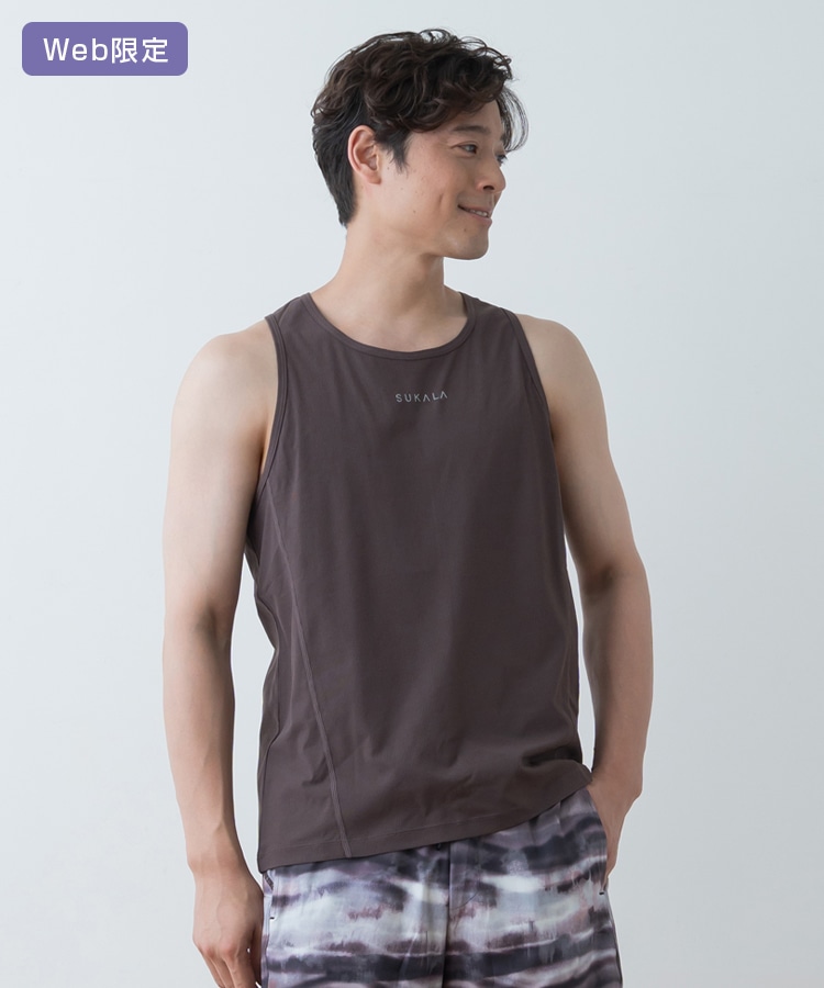 SUKALA】メンズペーパーライクタンクトップ(M・L・LLサイズ ブラウン