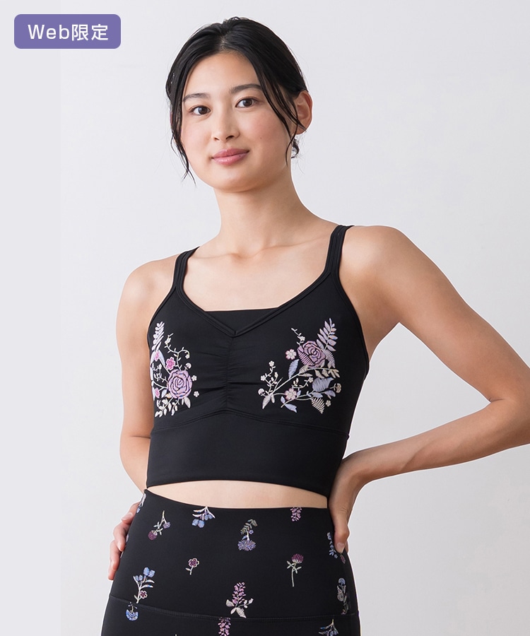 SUKALA】フラワーブーケブラトップ(Mサイズ ブラック・オフホワイト