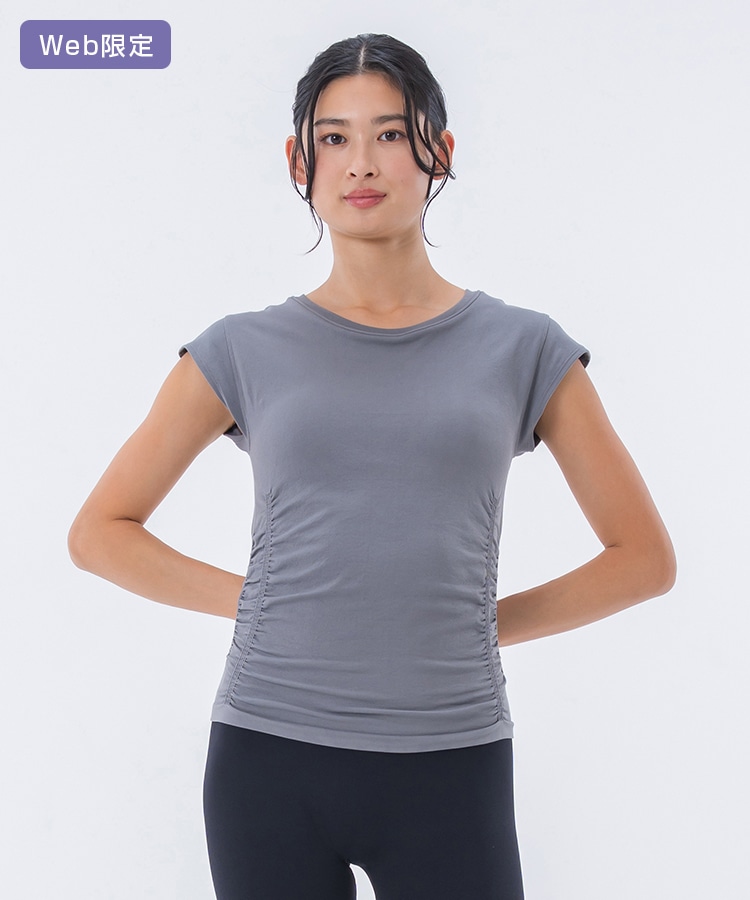 SUKALA】カップ付きエンハンスTee(S・M・Lサイズ チャコール・ホワイト