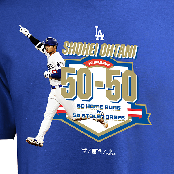 大谷翔平 50-50 Club 達成記念Tシャツ ブルー(S 青): 野球｜【公式】J