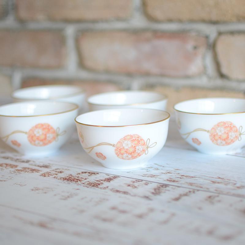 大倉陶園 花毬 湯呑み（5客揃）【磁器】 ｜ARTISAN