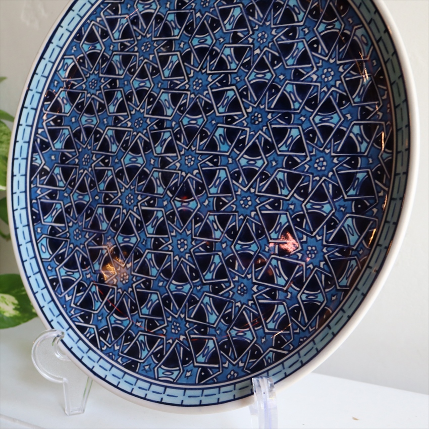 キリムスタイル / 手書き絵皿 30cm トルコ ミュージアムピース幾何学