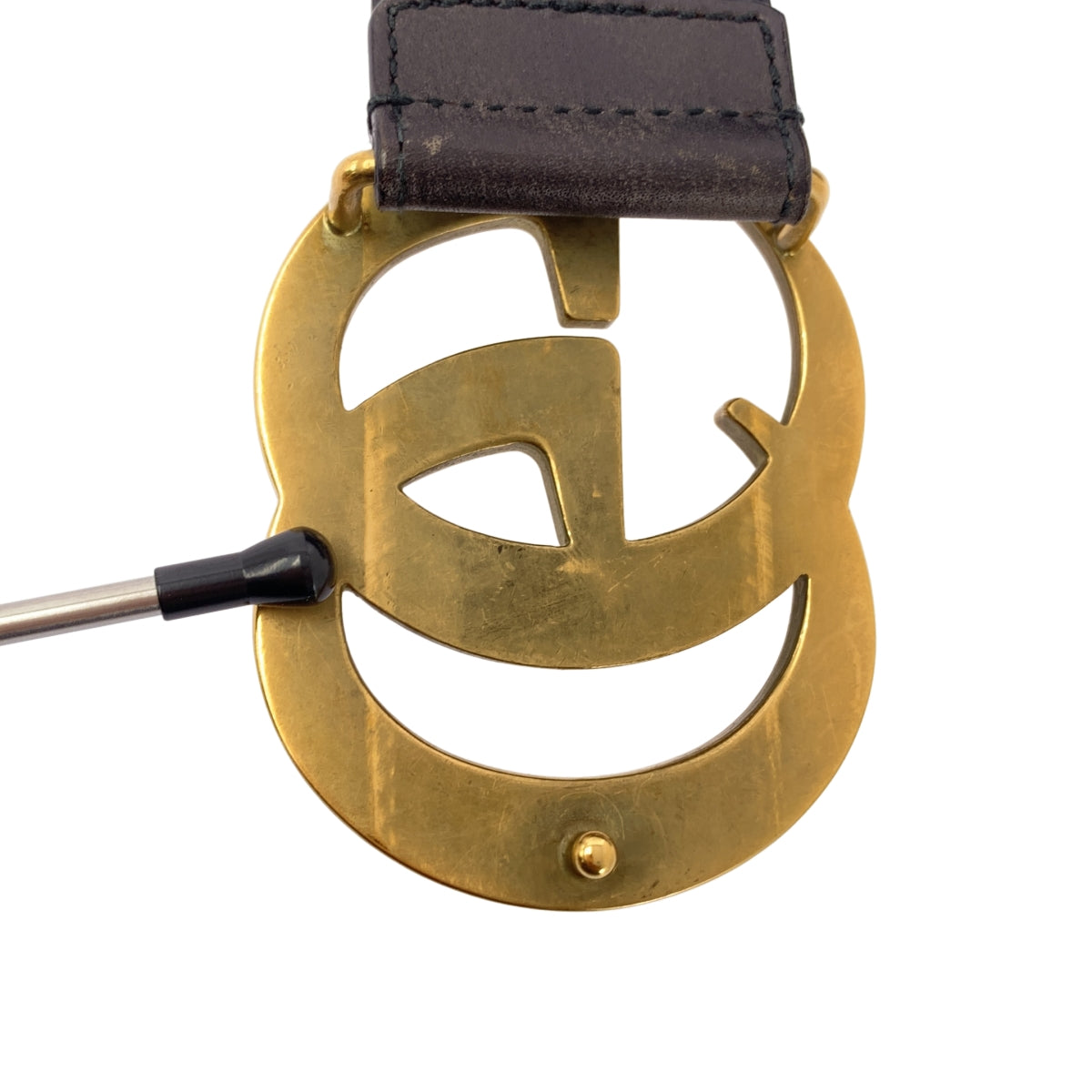 Gucci パール装飾 GGバックル ベルト 80/32 リバーシブル レザー