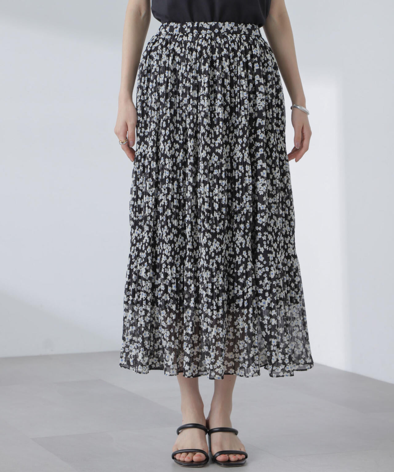 小花柄 マジョリカ プリーツ スカート