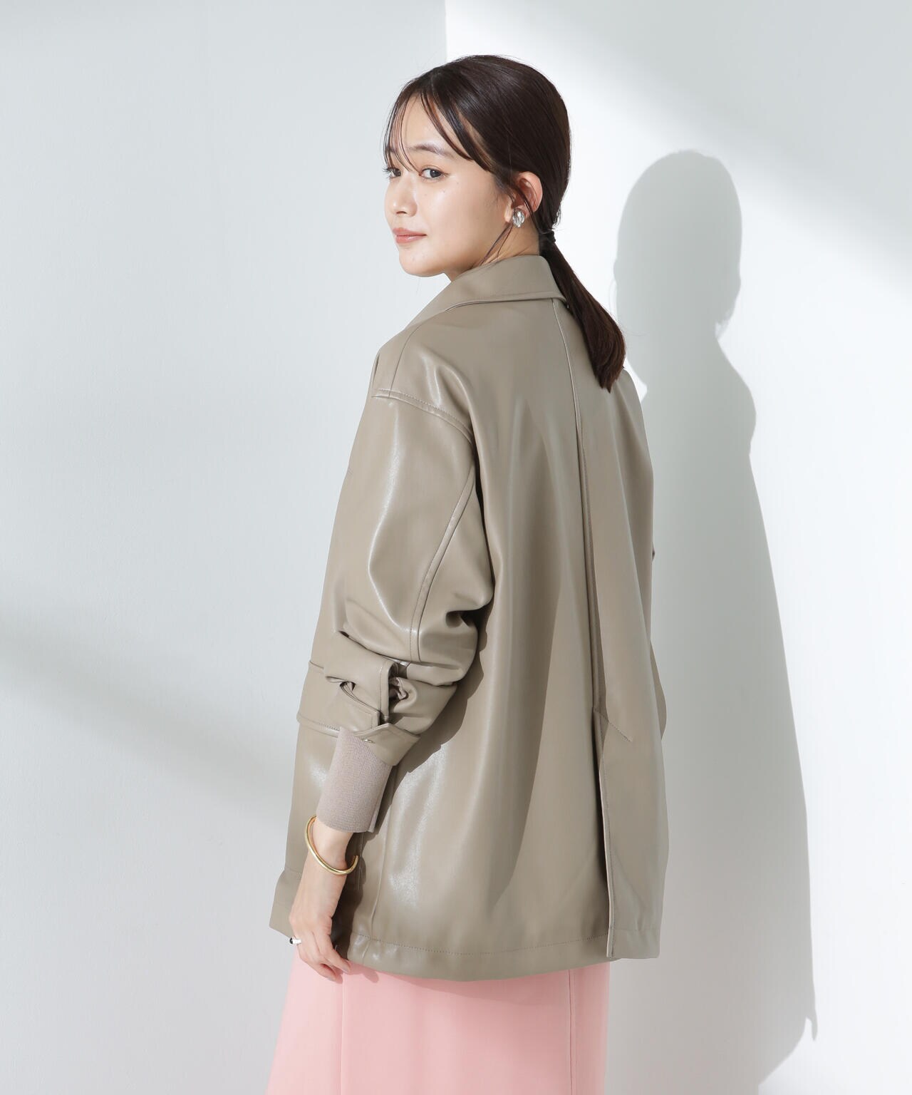 フェイクレザー シャツ ジャケット