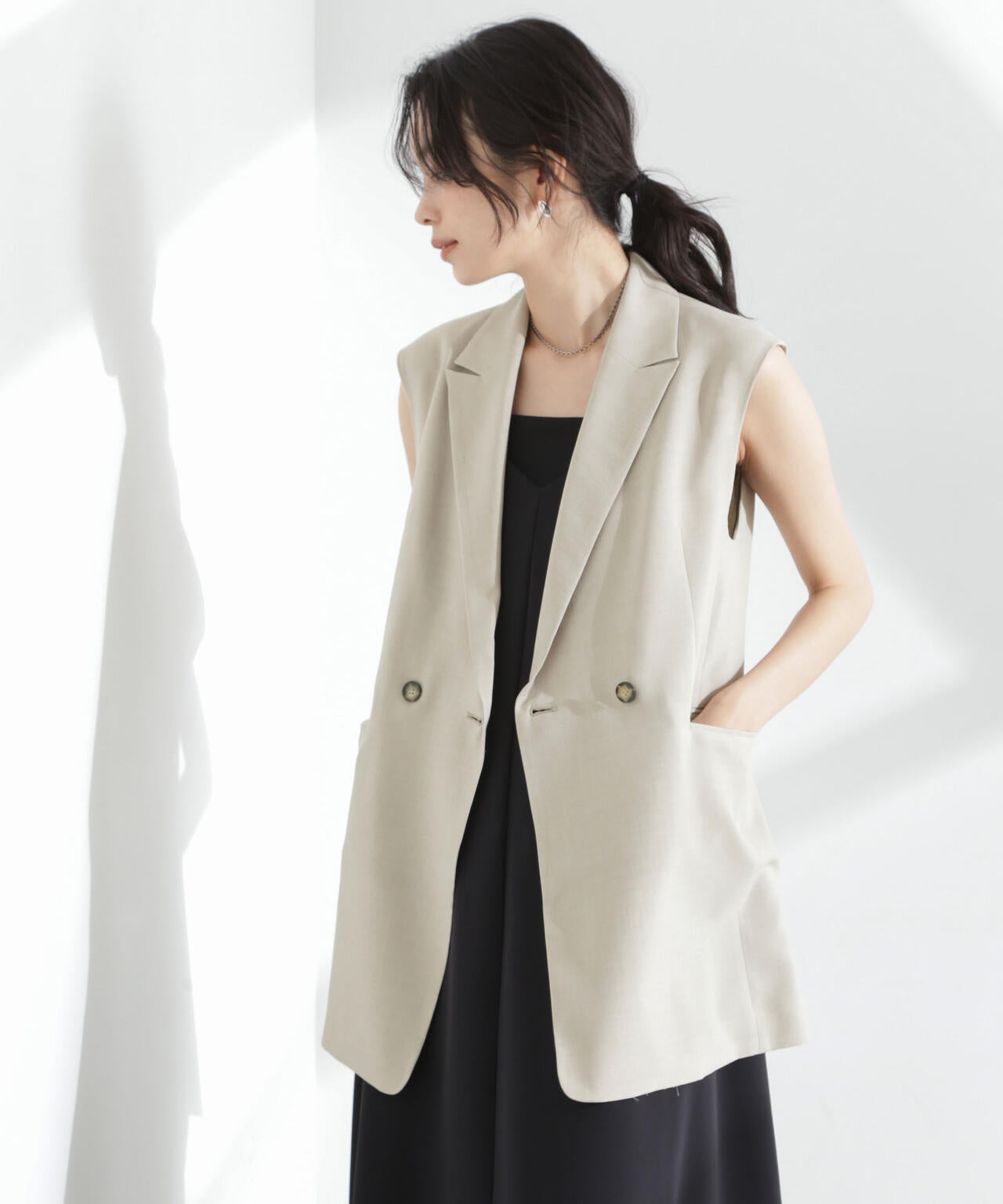 メランジドライ テーラード ダブルジレ ( セットアップ 可)