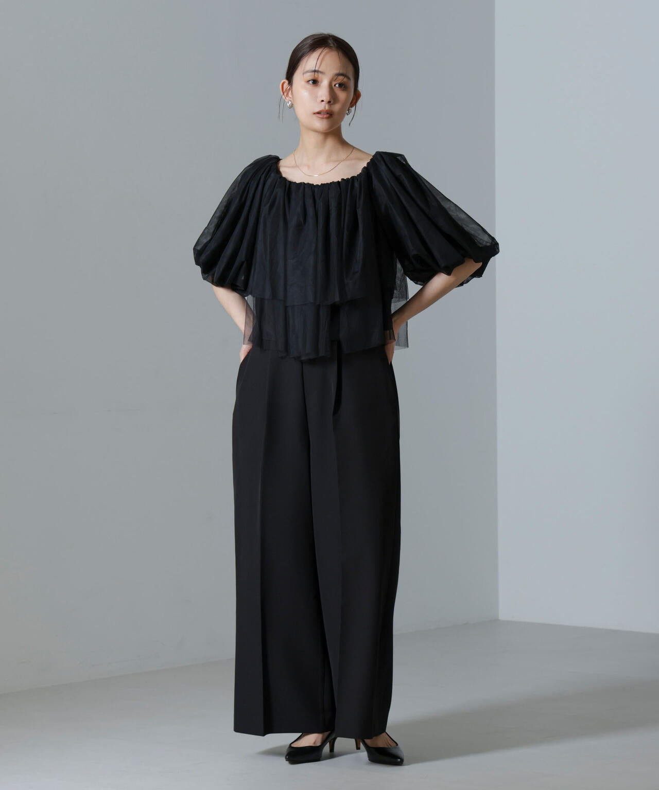 troisiemechaco / TULLE DOUBLECLOTH セットアップ パンツ
